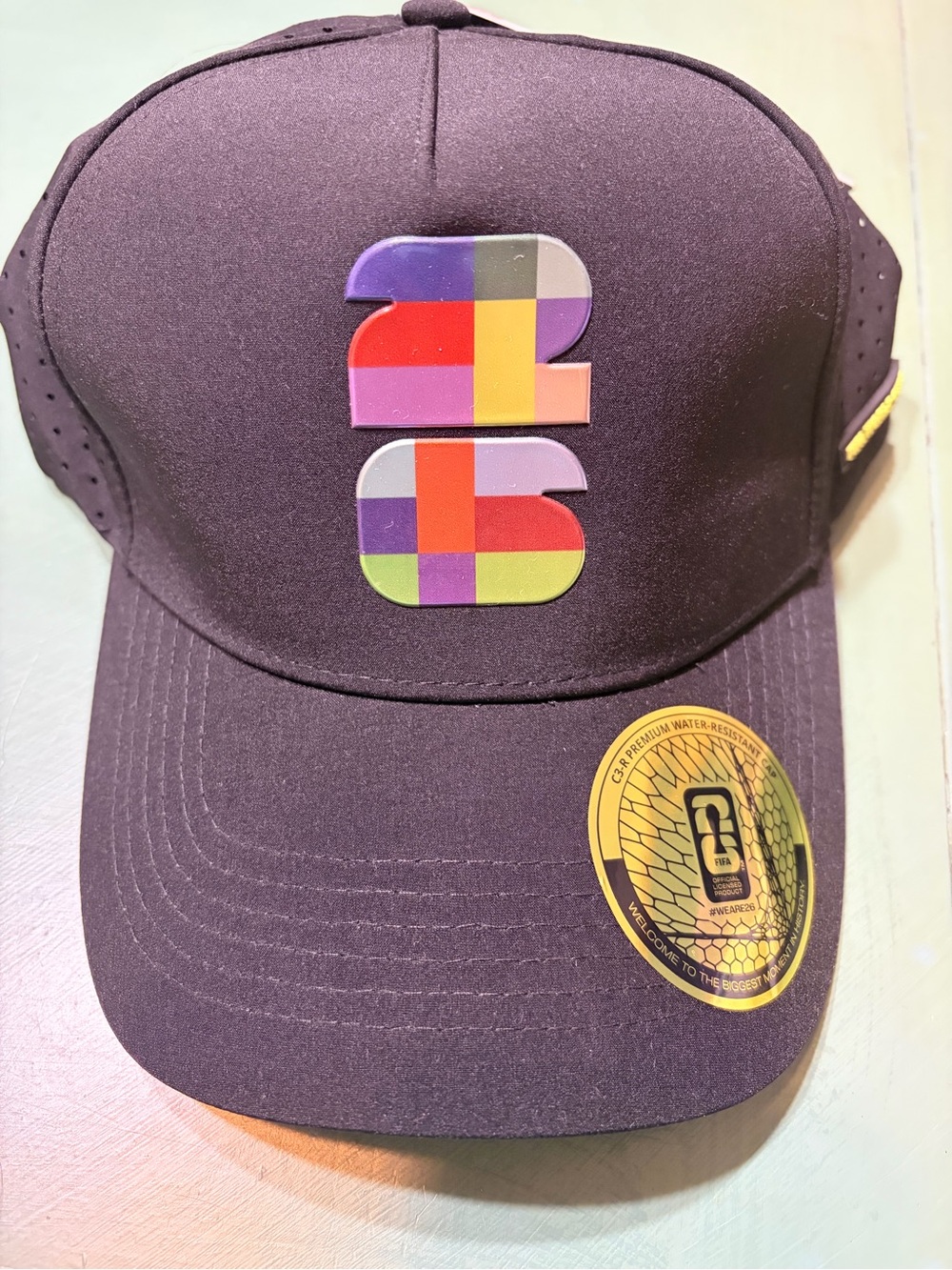 Black Men's Baseball Cap with Multicolor '26' Patch FIFA